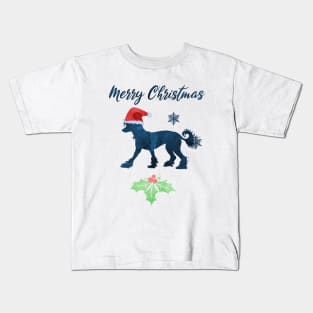 Merry Christmas Chinese Crested Dog Art Kids T-Shirt